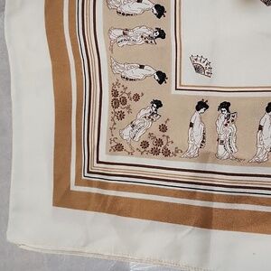 ST MICHAEL Vintage Geisha Fan Polyester Scarf Headwrap  Made In Italy